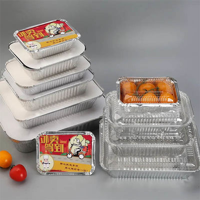 Container Box Tray Aluminum Lid Rectangle Travel Aluminum Foil Container