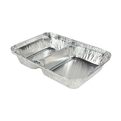 2 Compartment Aluminum Foil Container With Llid Capacity 750ml Serving Pan